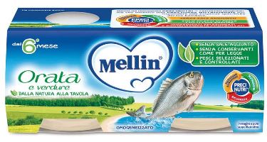 Mellin Omogeneizzato Di Pesce Orata 2x80g Minsan:927166684 di